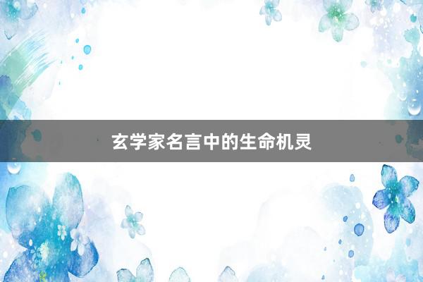 玄学家名言中的生命机灵